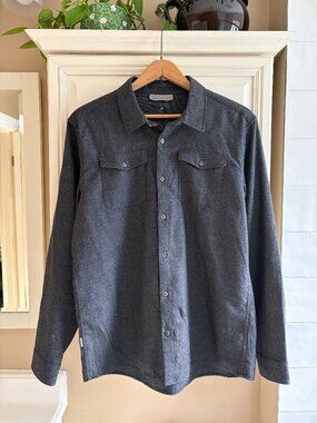 Icebreaker Wool Button Up Shirt Long Sleeve Dark Grey Size Large Men Casual